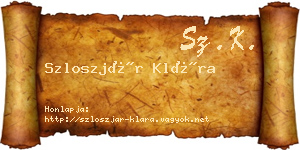 Szloszjár Klára névjegykártya